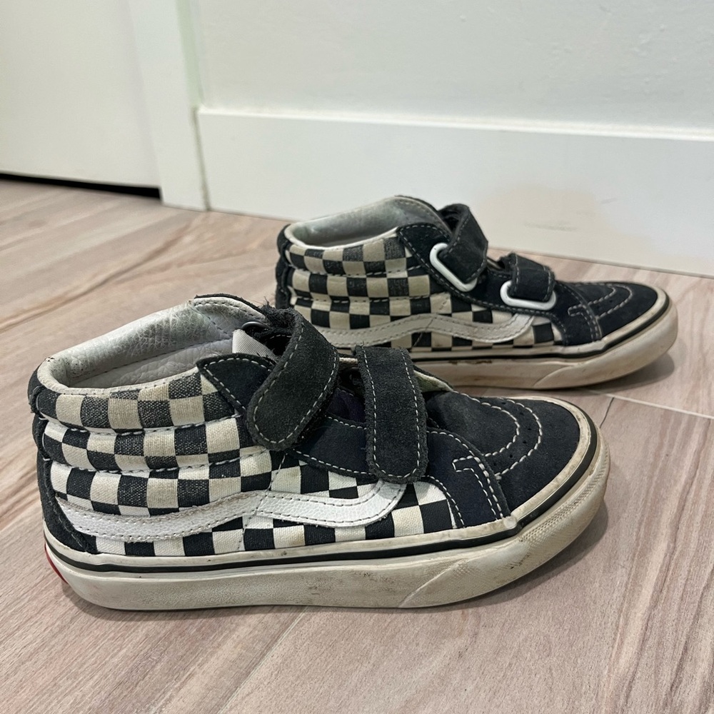 Vans Kids Black and White Checkerboard Sneakers Size 13